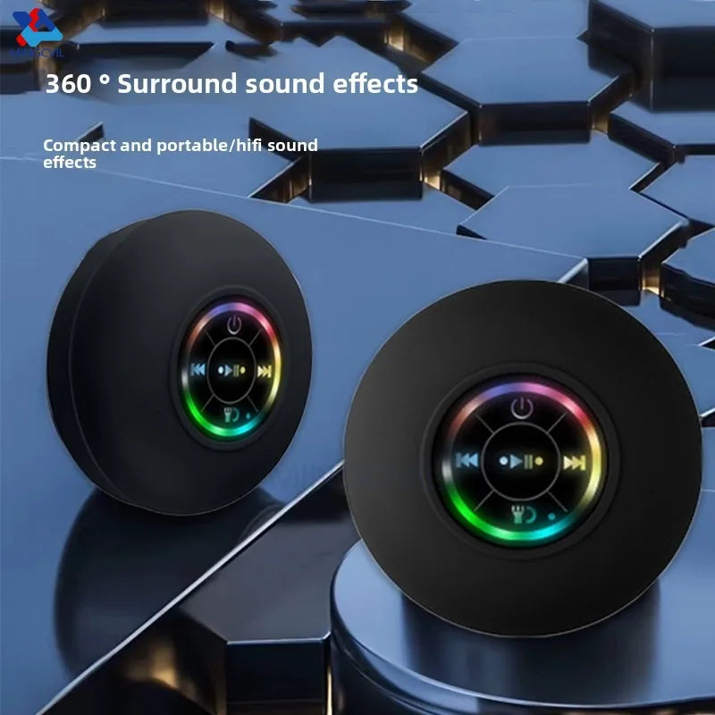 Portable Bluetooth Speaker with Suction Cup & LED Lights