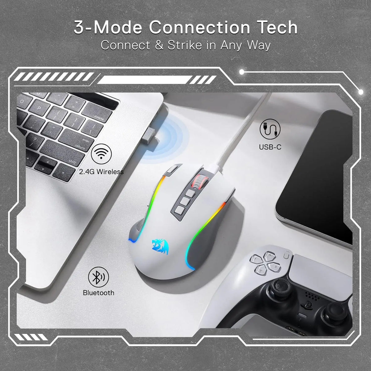 Redragon M612 PRO RGB Tri-Mode Gaming Mouse
