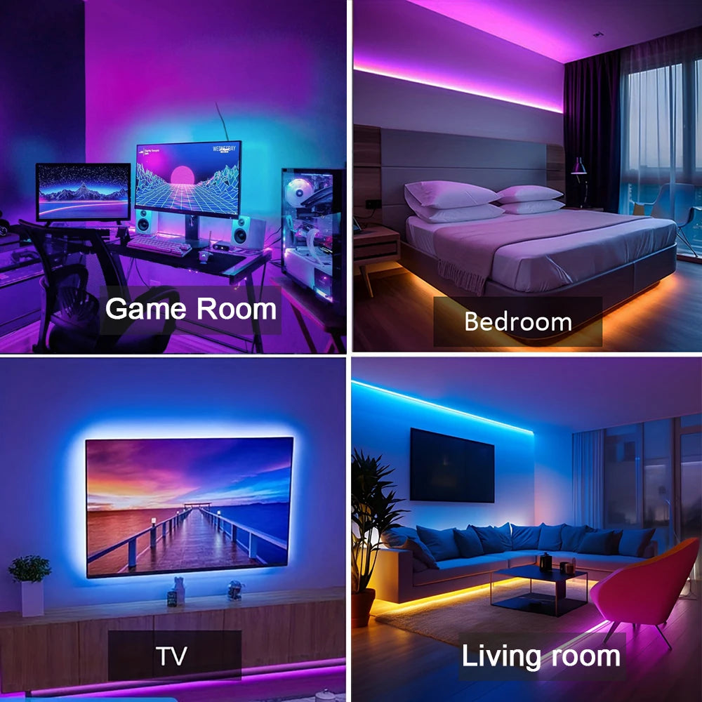 RGB LED Strip Lights with Music Sync, App & Remote Control