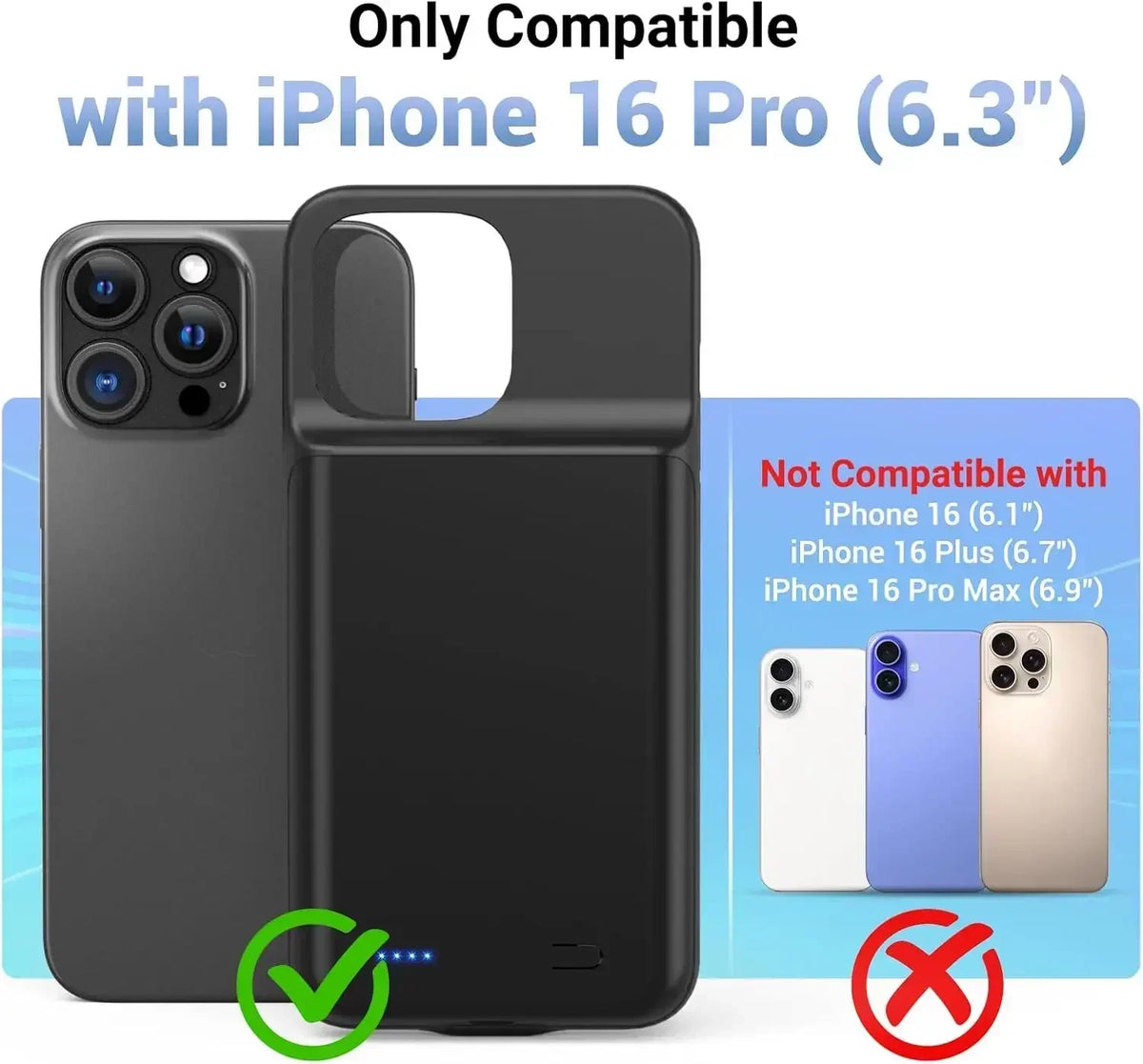 10000mah Rechargeable iPhone Battery Case with LED Power Indicators