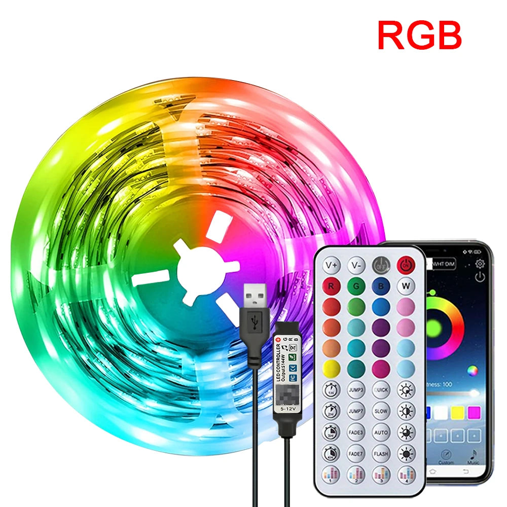 RGB LED Strip Lights with Music Sync, App & Remote Control