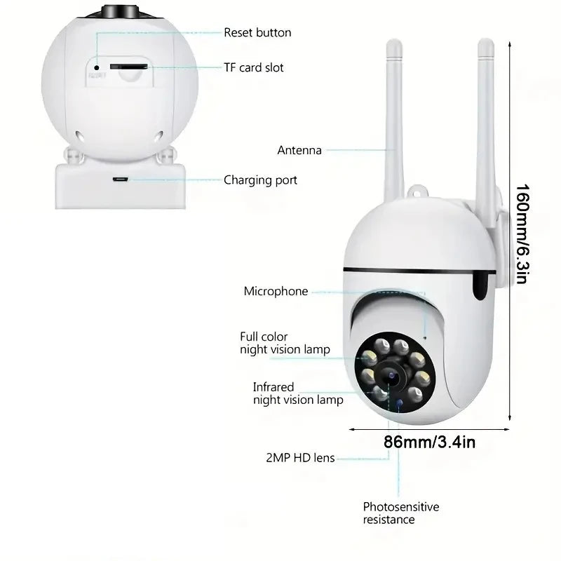 A7 WiFi Home Security Camera with Night Vision & Two-Way Audio