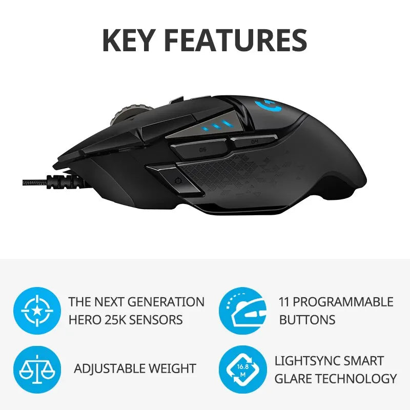 Logitech G502 HERO Wired Gaming Mouse | 11 Programmable Buttons