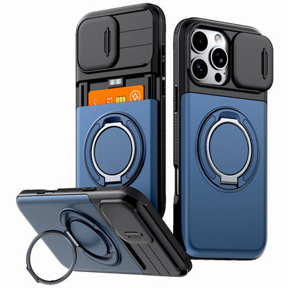 iPhone Case with Card Slot, Stand & Sliding Camera Cover