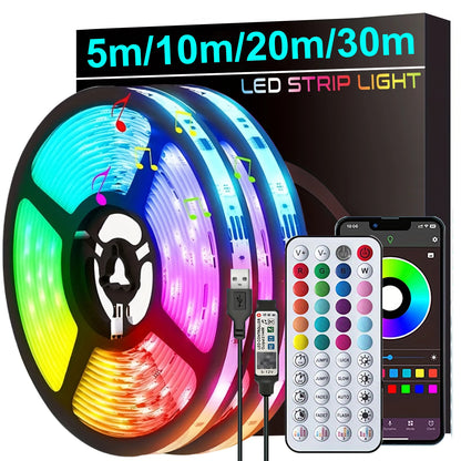 RGB LED Strip Lights with Music Sync, App & Remote Control