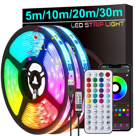 RGB LED Strip Lights with Music Sync, App & Remote Control