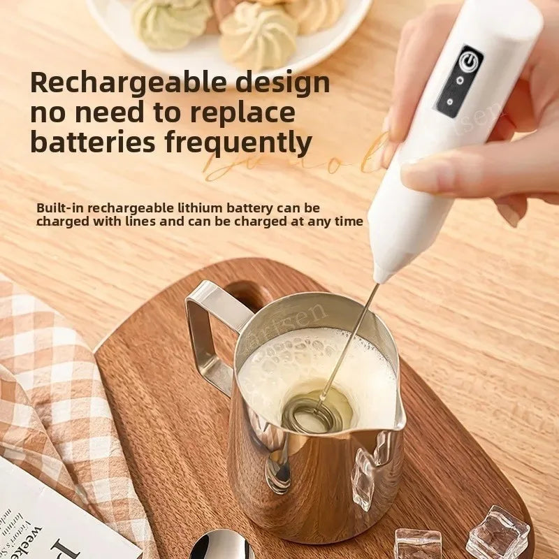 Rechargeable Handheld Milk Frother – USB-C Coffee Whisk