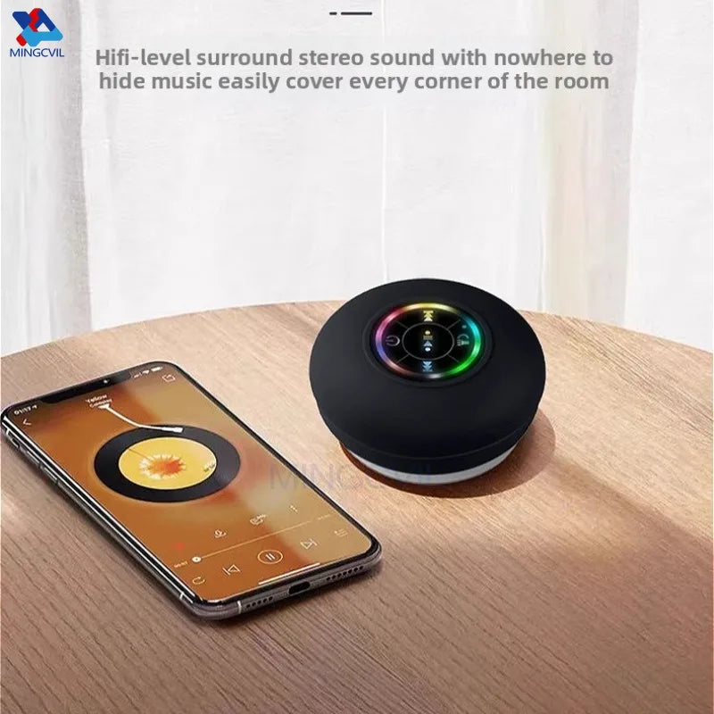 Portable Bluetooth Speaker with Suction Cup & LED Lights