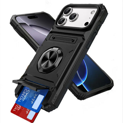 Card Slot Bag Shockproof Holder Phone Case For iPhone 18 17 13 Pro Max Air Magnetic Armor Kickstand Case For 16 15 14 Plus Cover
