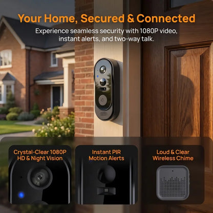 WiFi Video Doorbell with Two-Way Audio | Tuya Compatible