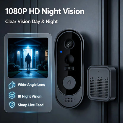 WiFi Video Doorbell with Two-Way Audio | Tuya Compatible