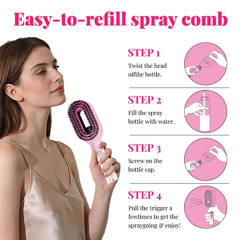 One-Click Mist Detangling Brush/Comb