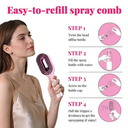 One-Click Mist Detangling Brush/Comb