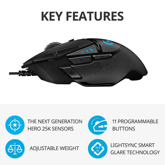 Logitech G502 HERO Wired Gaming Mouse | 11 Programmable Buttons