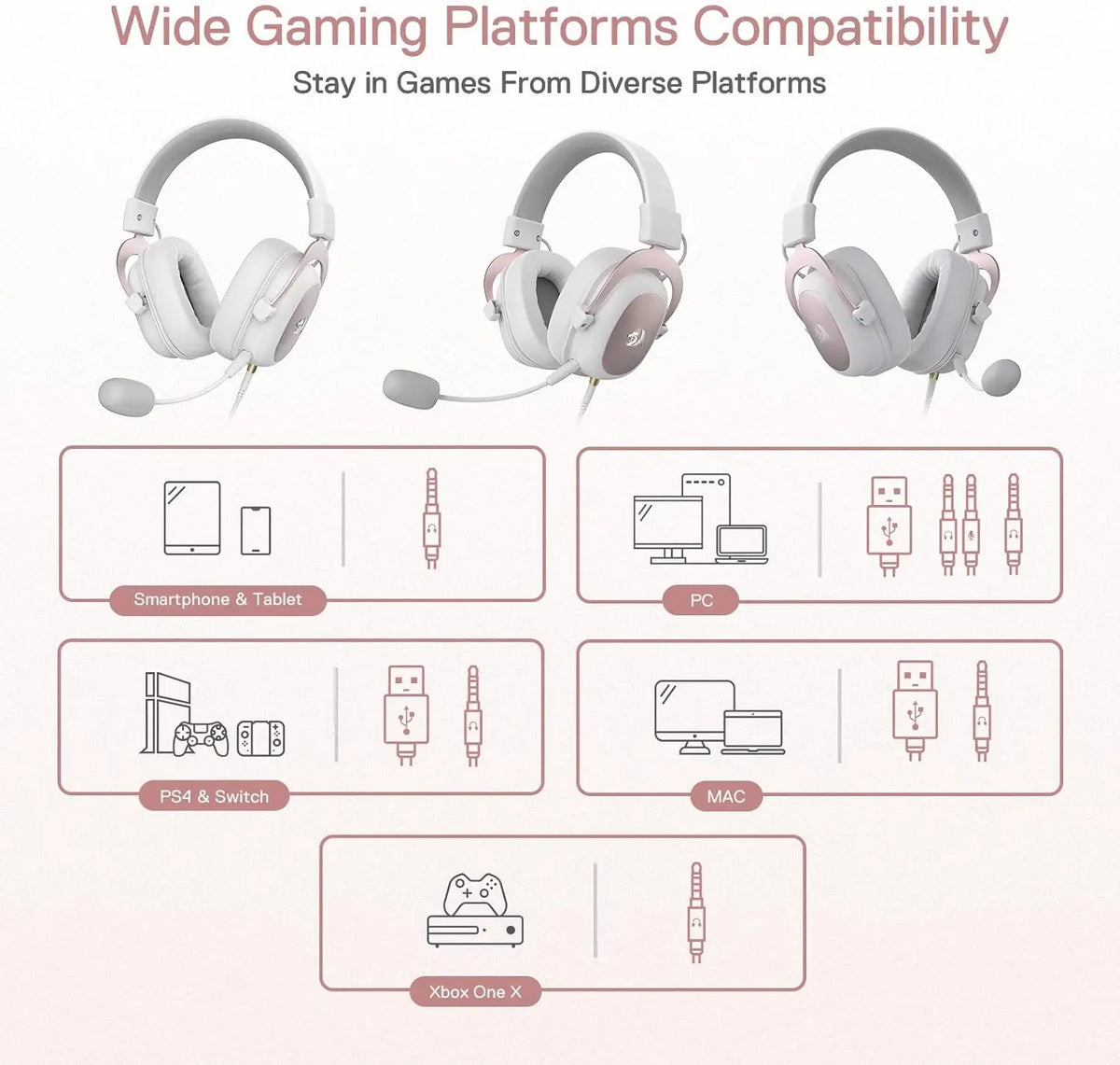 Redragon H510 Zeus White Wired Gaming Headsets