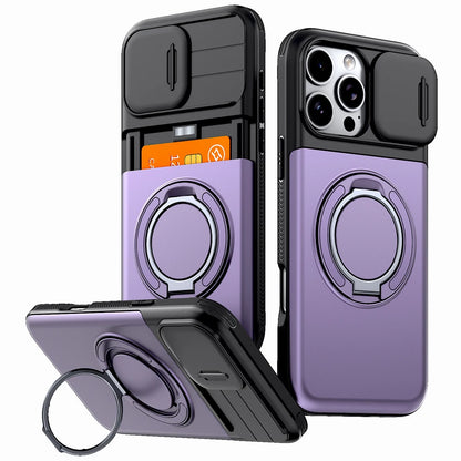 iPhone Case with Card Slot, Stand & Sliding Camera Cover